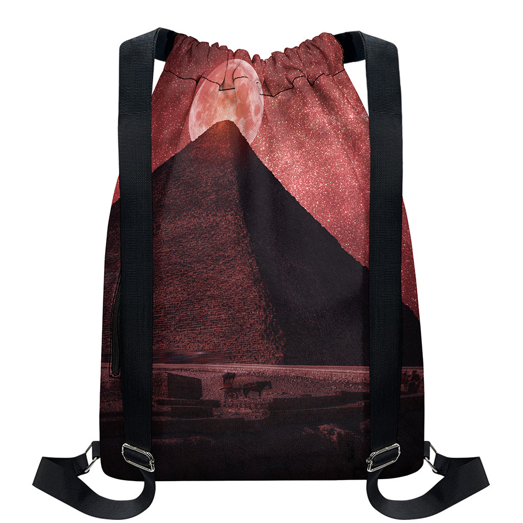 Bloody Moon Pyramid Print Drawstring Backpack