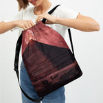 Bloody Moon Pyramid Print Drawstring Backpack