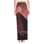 Bloody Moon Pyramid Print High Slit Maxi Skirt