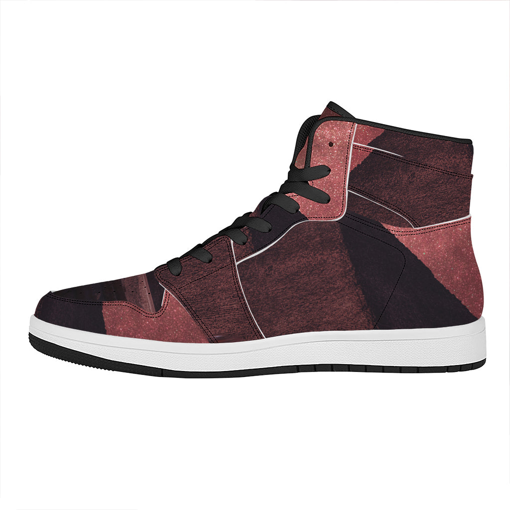 Bloody Moon Pyramid Print High Top Leather Sneakers