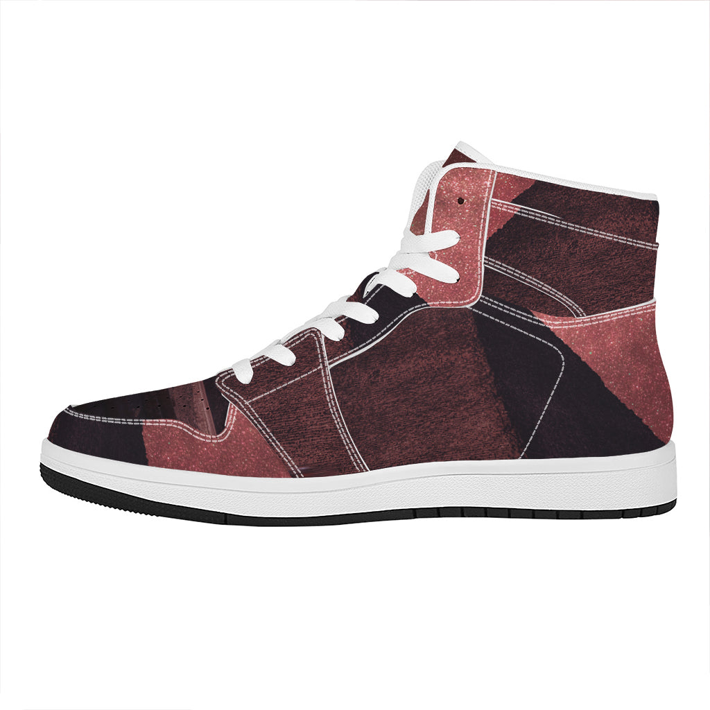 Bloody Moon Pyramid Print High Top Leather Sneakers