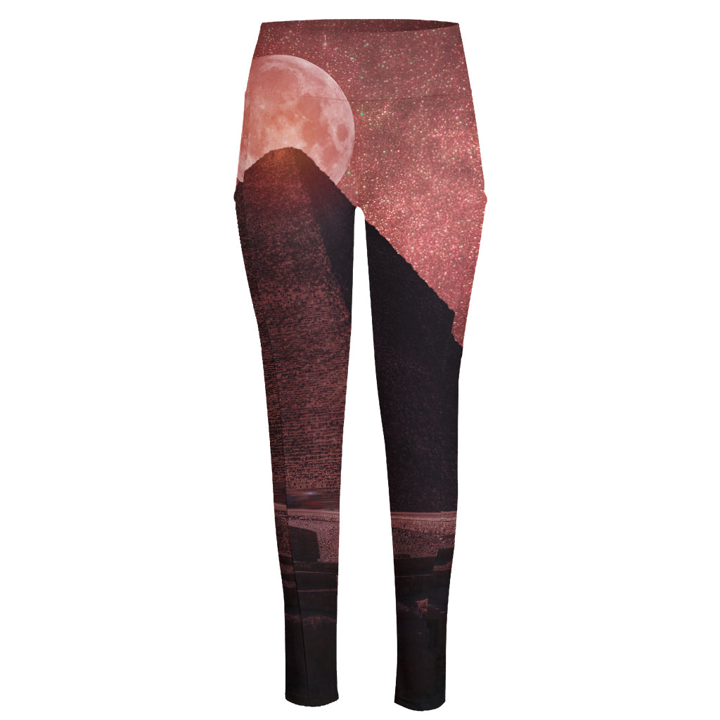 Bloody Moon Pyramid Print High-Waisted Pocket Leggings