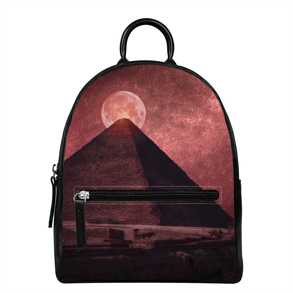 Bloody Moon Pyramid Print Leather Backpack