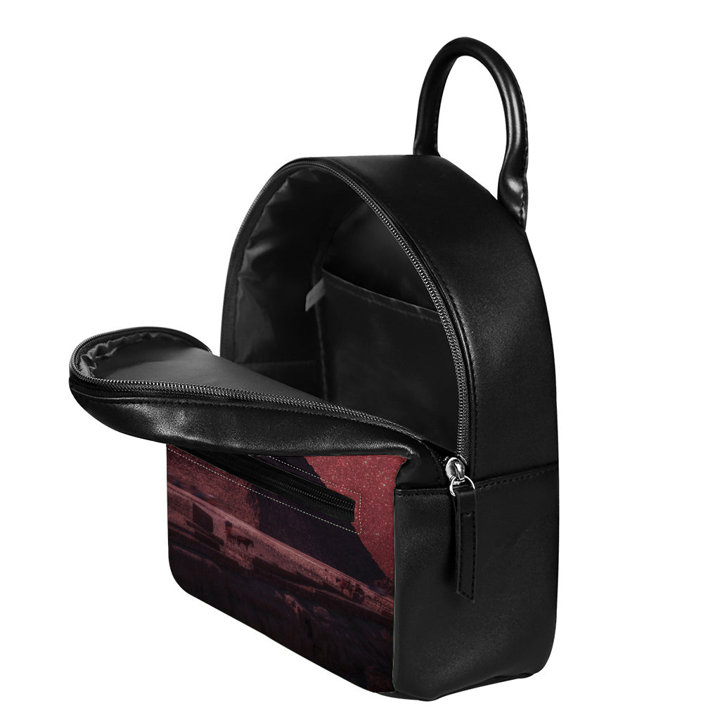 Bloody Moon Pyramid Print Leather Backpack