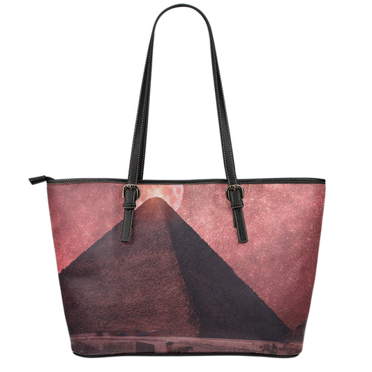 Bloody Moon Pyramid Print Leather Tote Bag