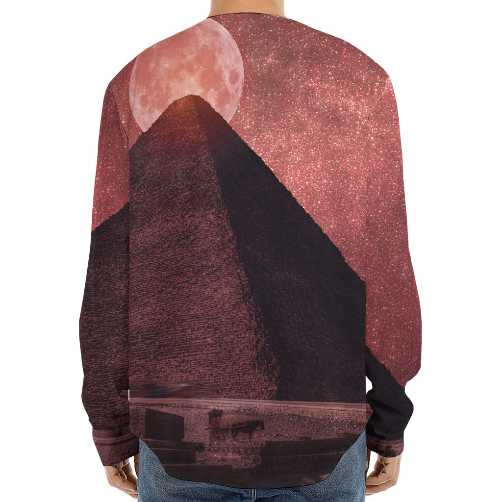 Bloody Moon Pyramid Print Long Sleeve Baseball Jersey