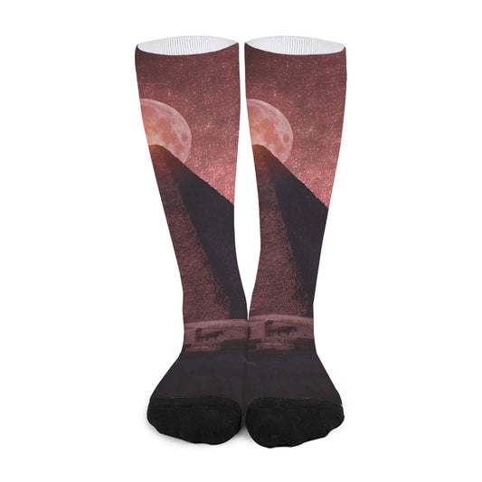Bloody Moon Pyramid Print Long Socks