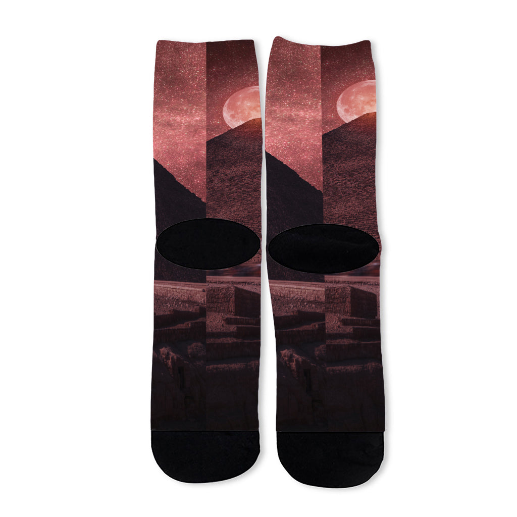 Bloody Moon Pyramid Print Long Socks