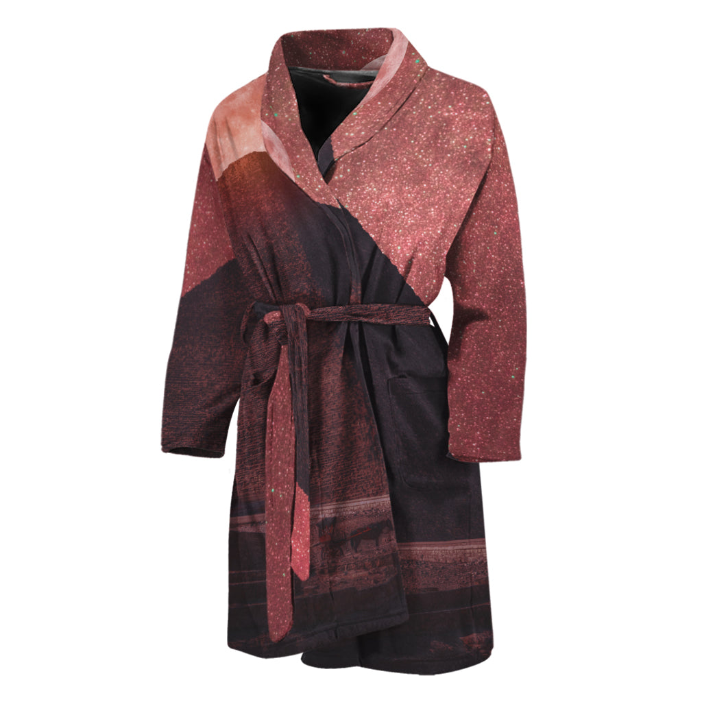 Bloody Moon Pyramid Print Men's Bathrobe