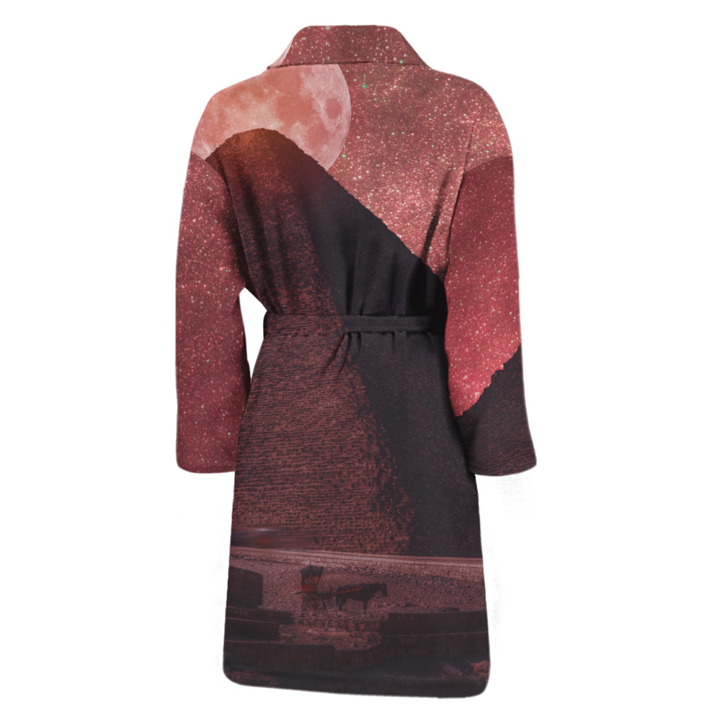 Bloody Moon Pyramid Print Men's Bathrobe