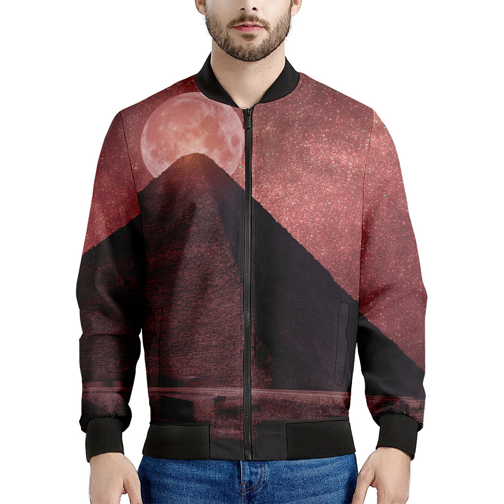 Bloody Moon Pyramid Print Men's Bomber Jacket