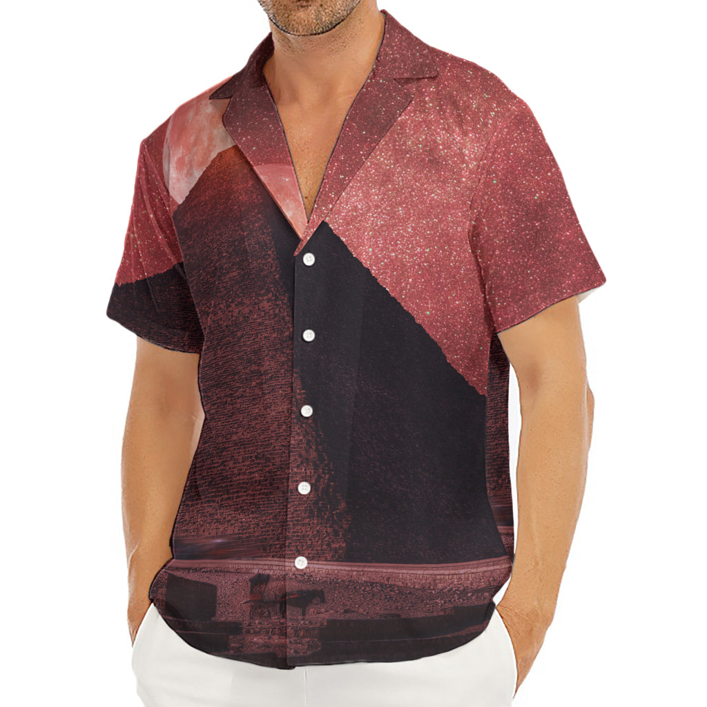 Bloody Moon Pyramid Print Men's Deep V-Neck Shirt