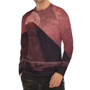 Bloody Moon Pyramid Print Men's Long Sleeve Rash Guard