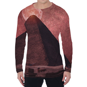 Bloody Moon Pyramid Print Men's Long Sleeve T-Shirt