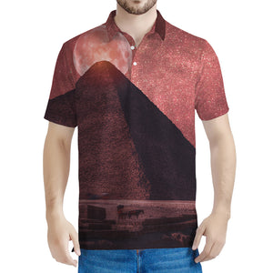 Bloody Moon Pyramid Print Men's Polo Shirt