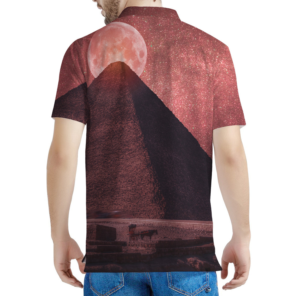 Bloody Moon Pyramid Print Men's Polo Shirt