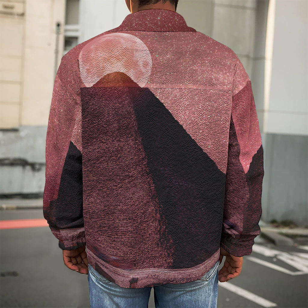 Bloody Moon Pyramid Print Men's Shirt Jacket