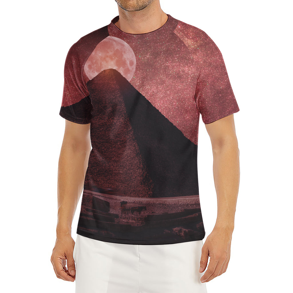 Bloody Moon Pyramid Print Men's Short Sleeve Rash Guard