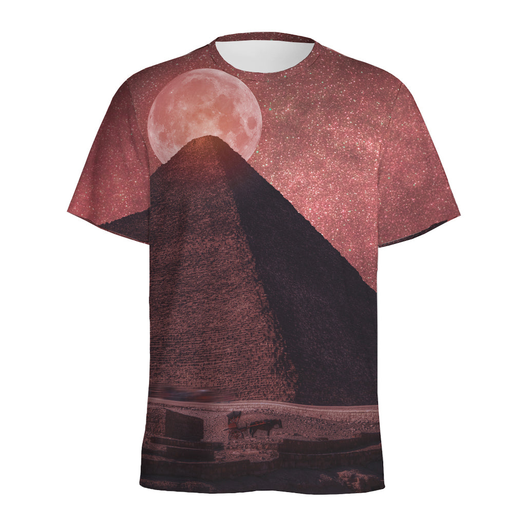 Bloody Moon Pyramid Print Men's Sports T-Shirt