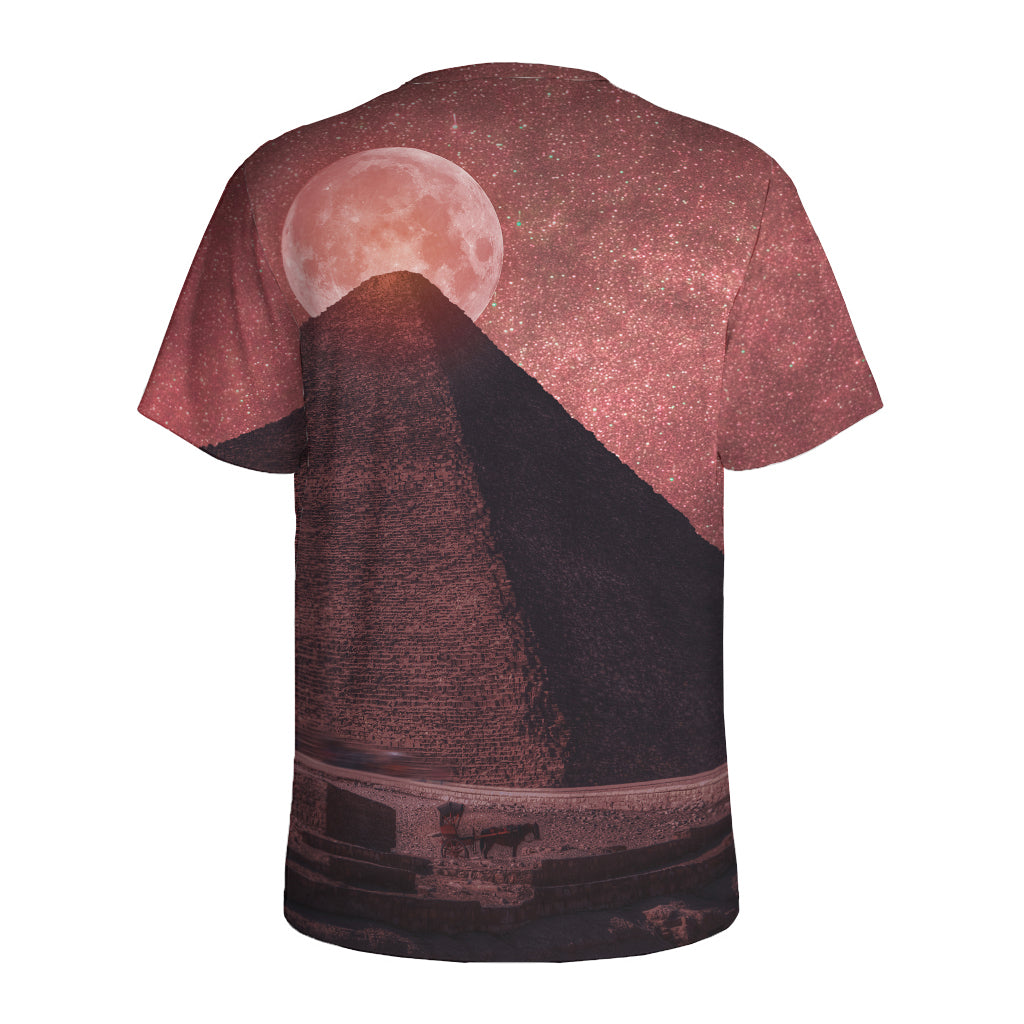 Bloody Moon Pyramid Print Men's Sports T-Shirt