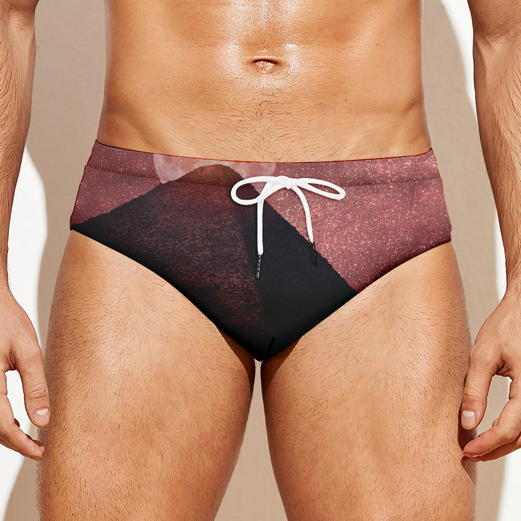 Bloody Moon Pyramid Print Men's Swim Briefs