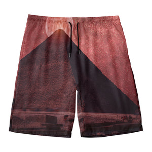 Bloody Moon Pyramid Print Men's Swim Trunks