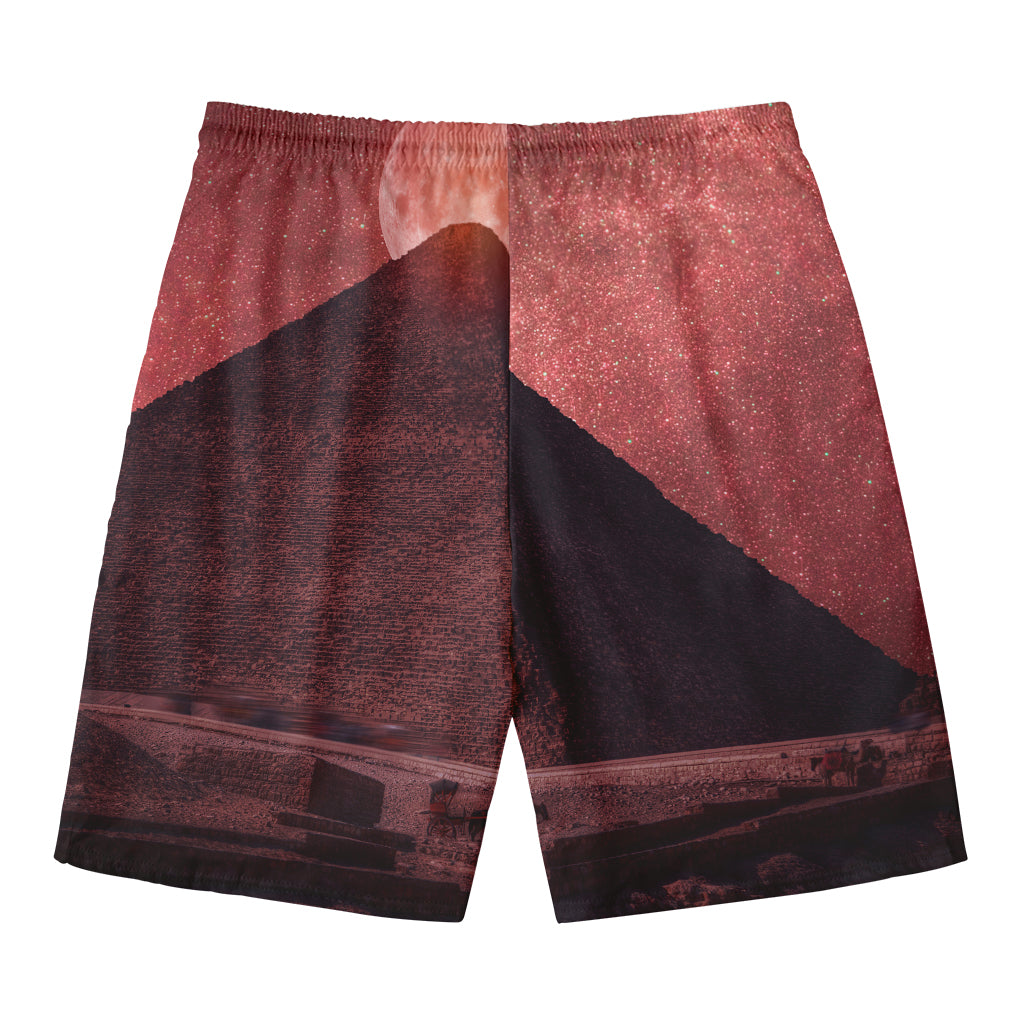 Bloody Moon Pyramid Print Men's Swim Trunks