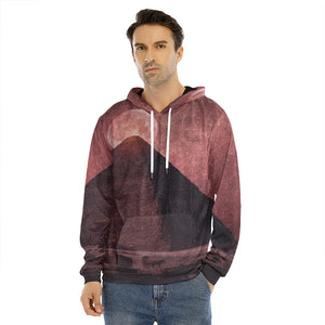 Bloody Moon Pyramid Print Men's Velvet Pullover Hoodie