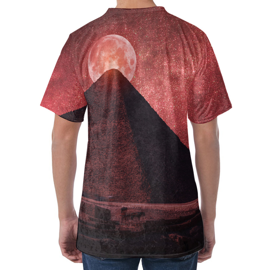 Bloody Moon Pyramid Print Men's Velvet T-Shirt