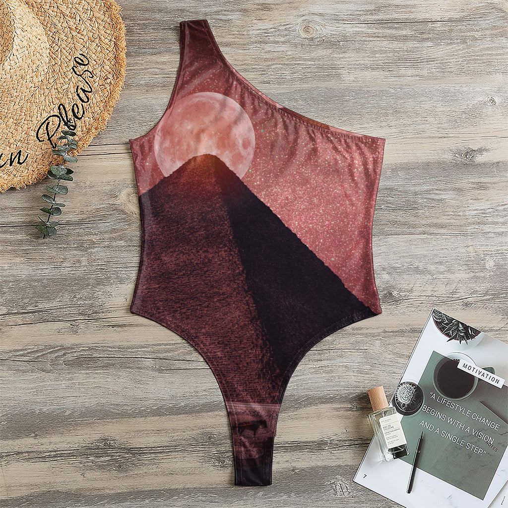 Bloody Moon Pyramid Print One Shoulder Bodysuit