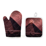 Bloody Moon Pyramid Print Oven Mitt And Pot Holder Set