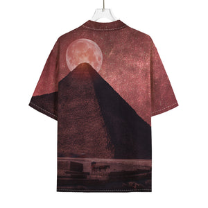 Bloody Moon Pyramid Print Rayon Hawaiian Shirt