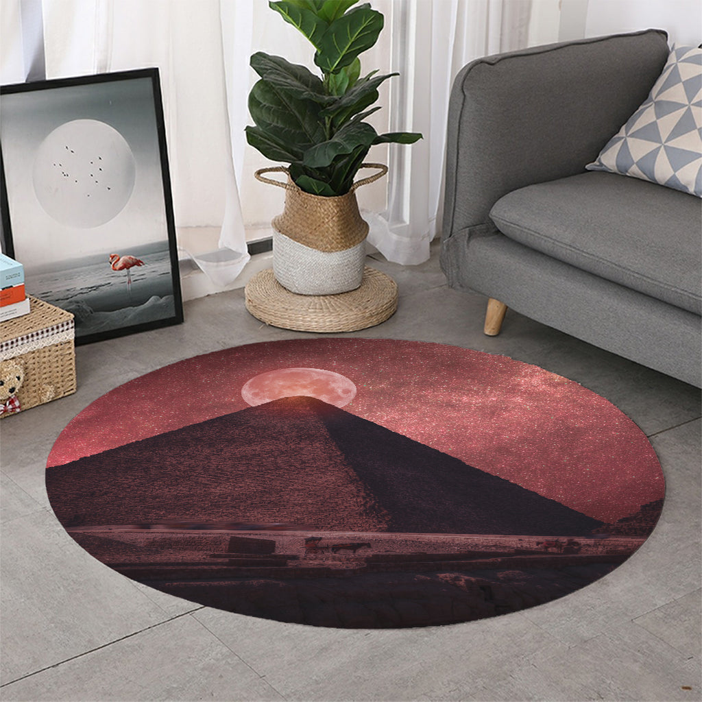 Bloody Moon Pyramid Print Round Rug