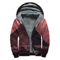 Bloody Moon Pyramid Print Sherpa Lined Zip Up Hoodie