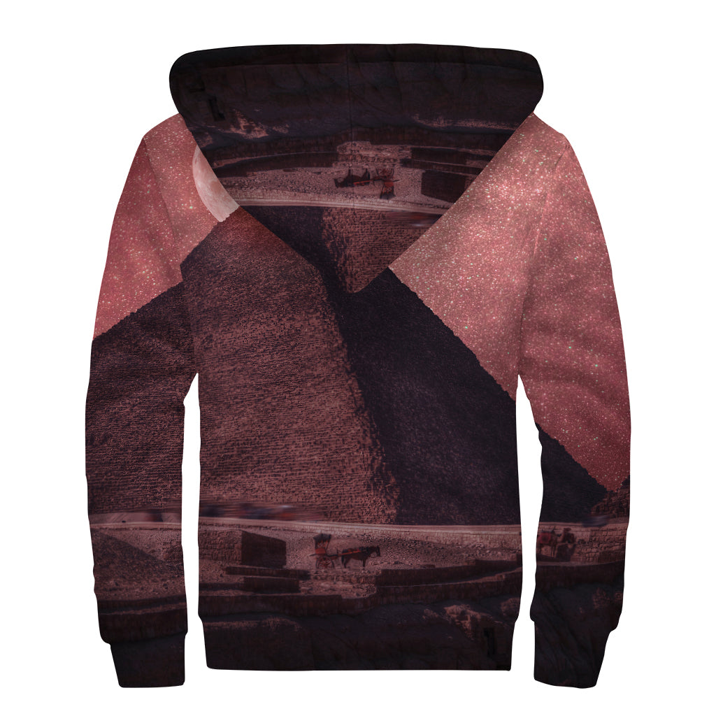 Bloody Moon Pyramid Print Sherpa Lined Zip Up Hoodie