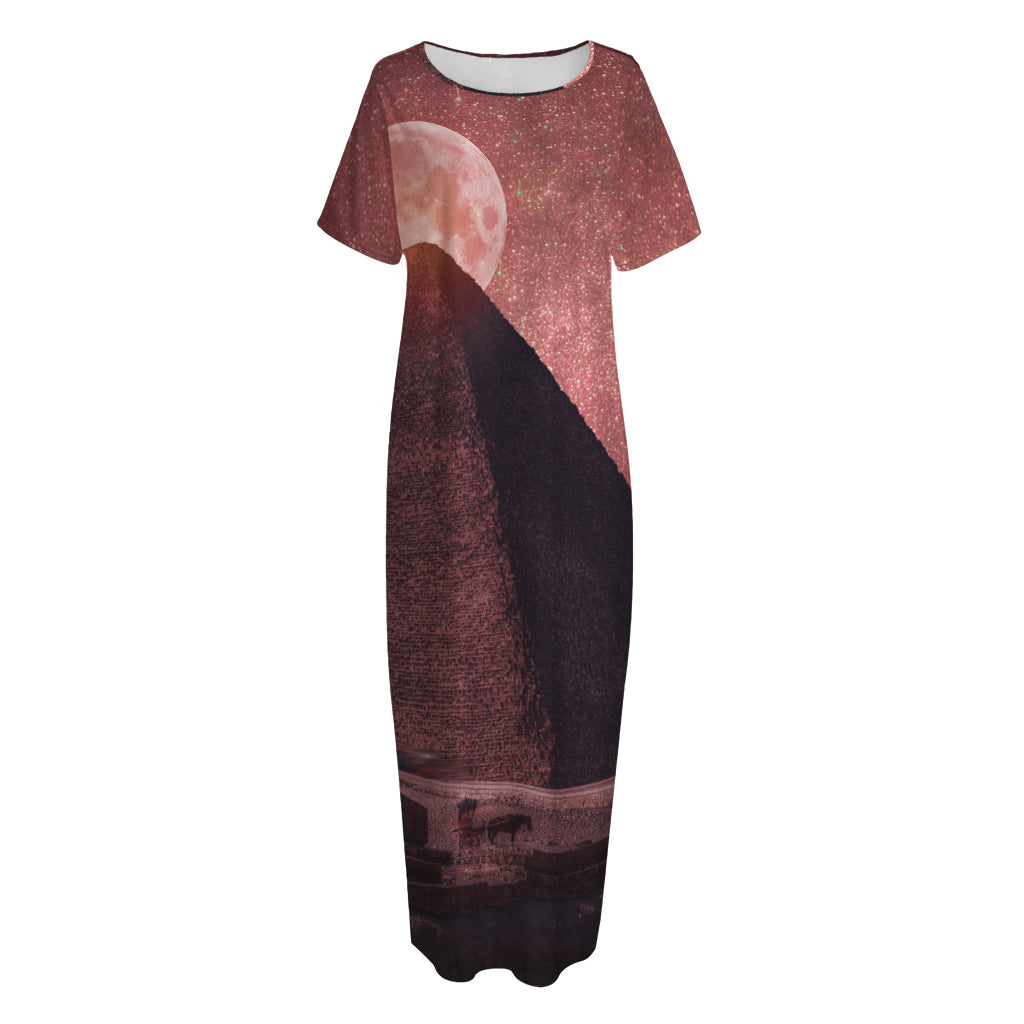 Bloody Moon Pyramid Print Short Sleeve Long Nightdress