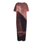 Bloody Moon Pyramid Print Short Sleeve Long Nightdress