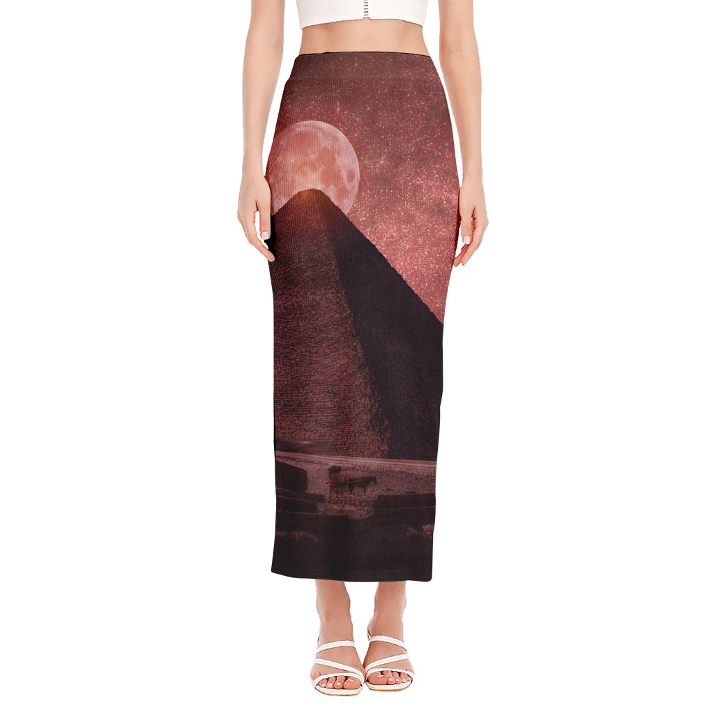 Bloody Moon Pyramid Print Side Slit Maxi Skirt