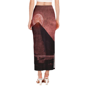 Bloody Moon Pyramid Print Side Slit Maxi Skirt