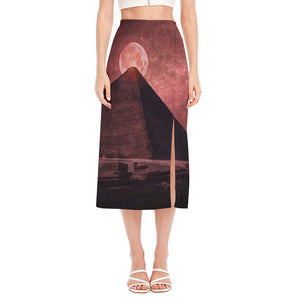 Bloody Moon Pyramid Print Side Slit Midi Skirt