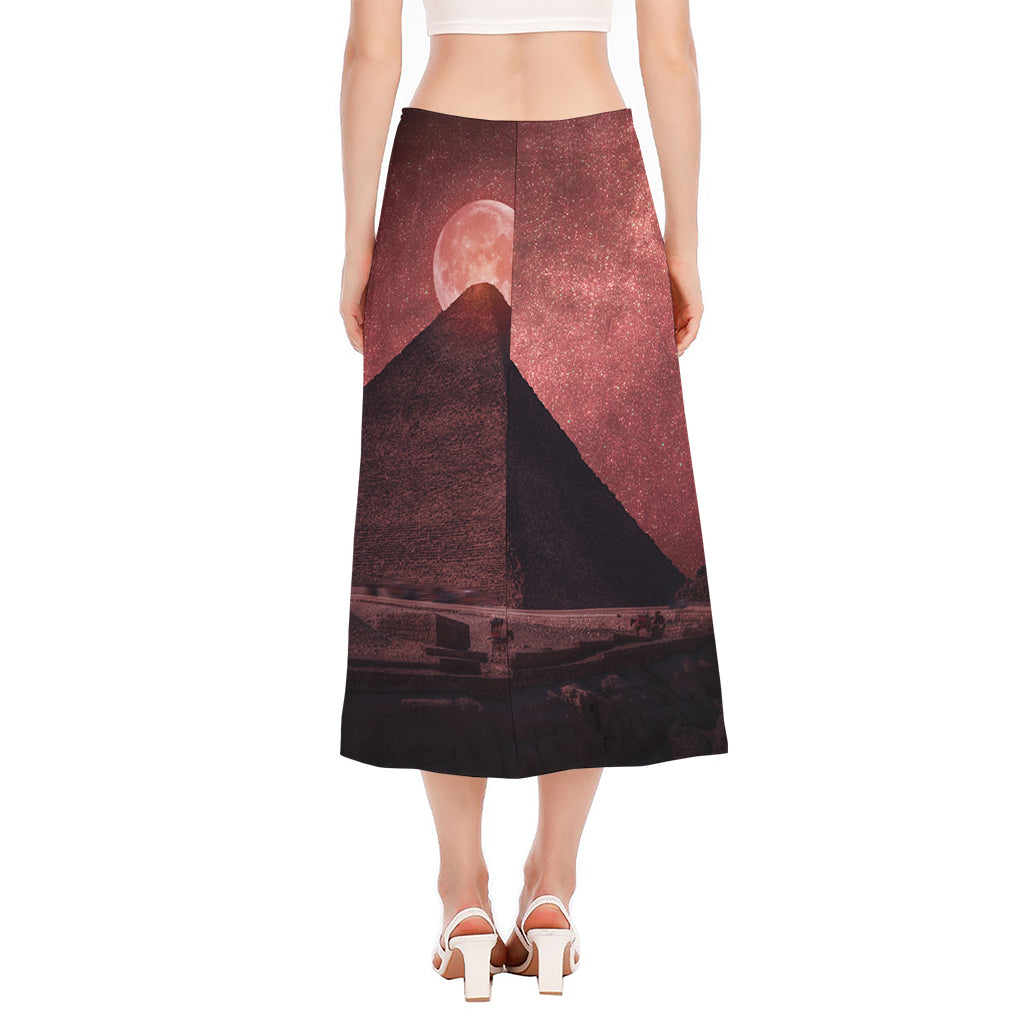 Bloody Moon Pyramid Print Side Slit Midi Skirt