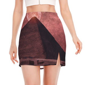 Bloody Moon Pyramid Print Side Slit Mini Skirt