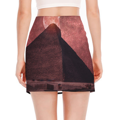 Bloody Moon Pyramid Print Side Slit Mini Skirt
