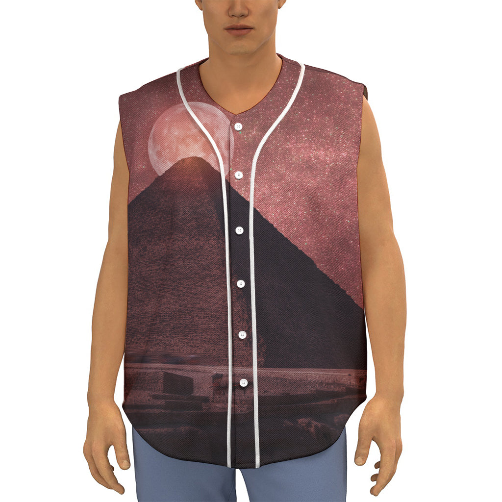 Bloody Moon Pyramid Print Sleeveless Baseball Jersey