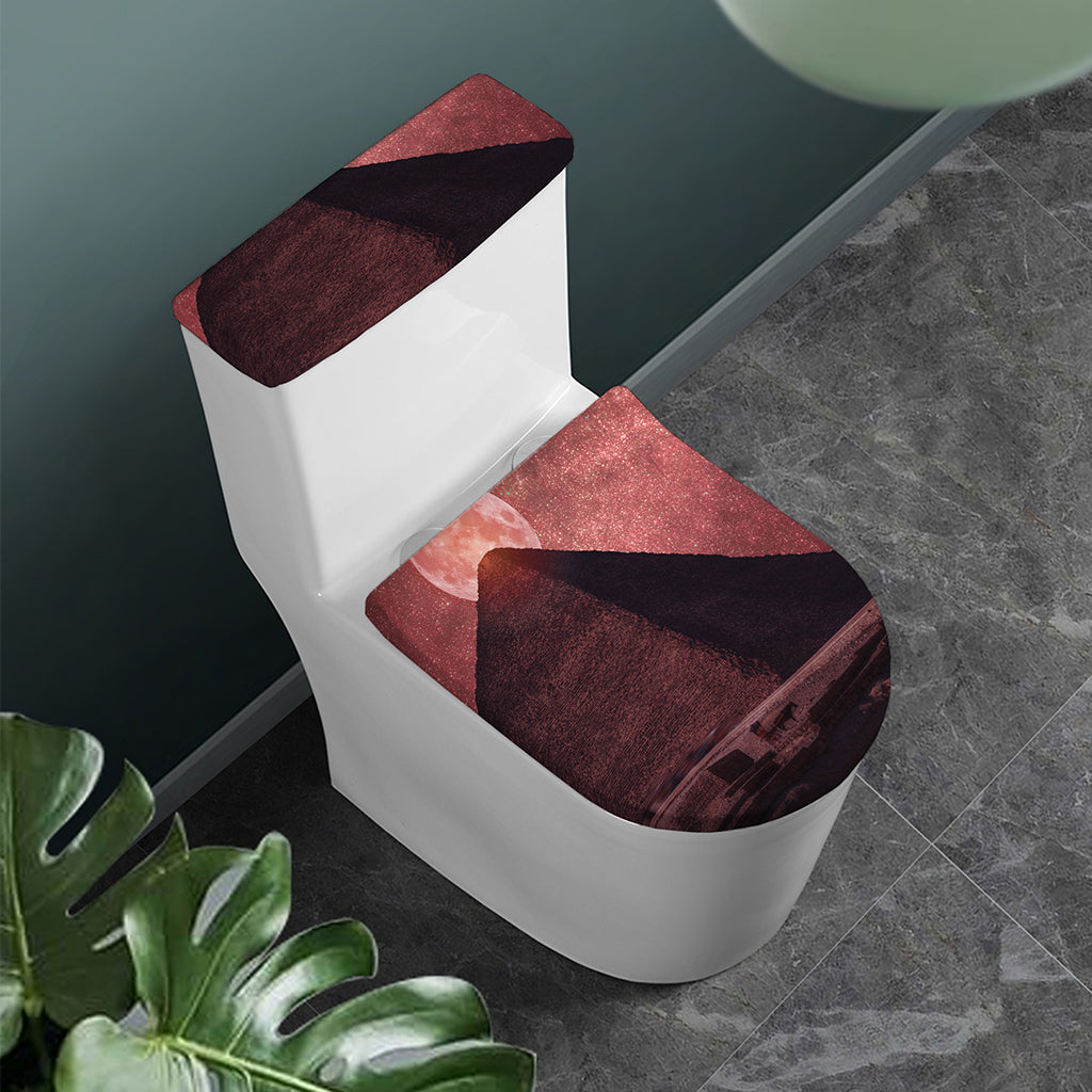 Bloody Moon Pyramid Print Toilet Lid And Tank Cover Set