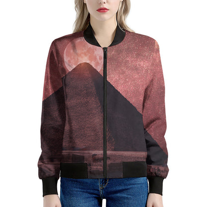 Bloody Moon Pyramid Print Women's Bomber Jacket