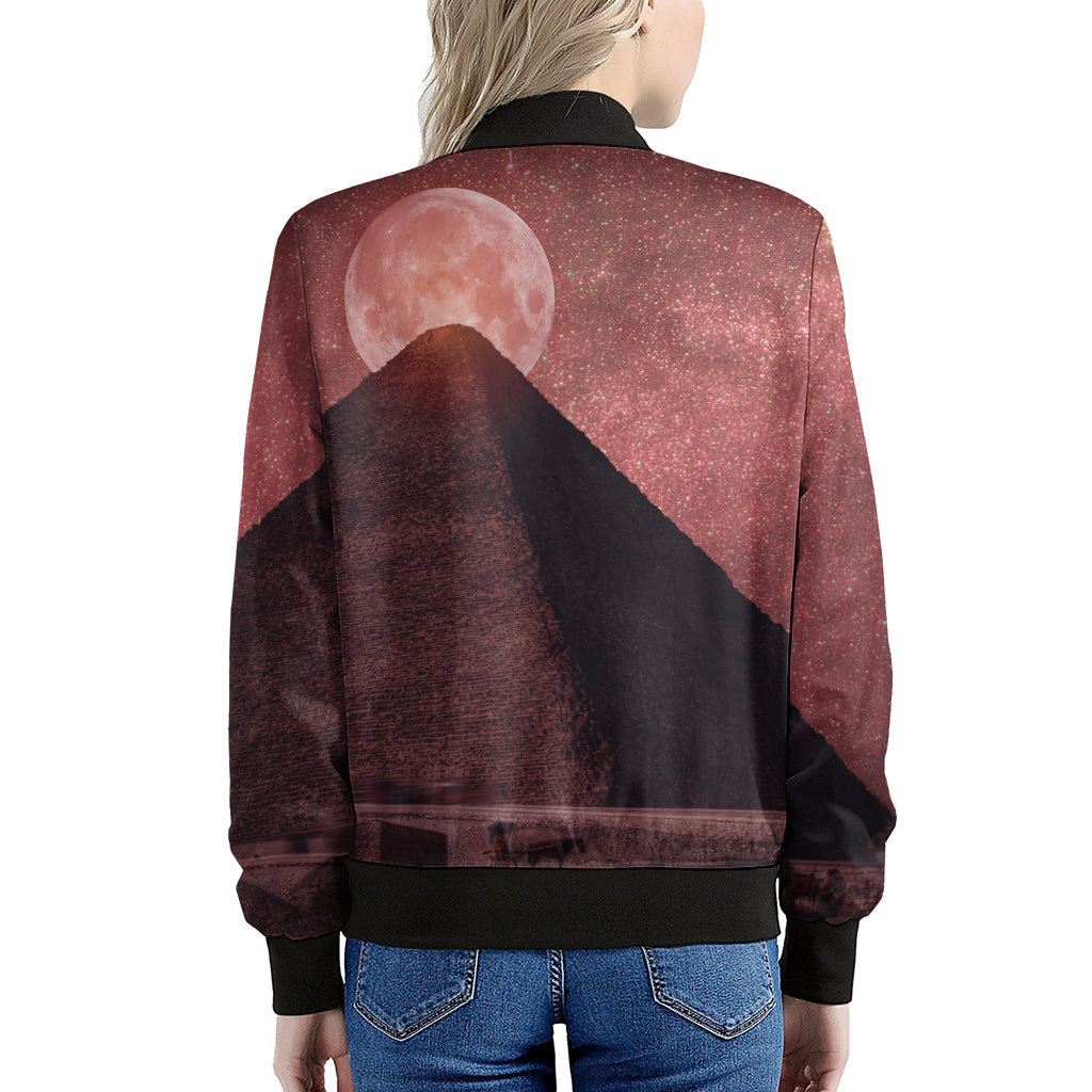 Bloody Moon Pyramid Print Women's Bomber Jacket