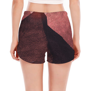 Bloody Moon Pyramid Print Women's Split Running Shorts