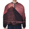 Bloody Moon Pyramid Print Zip Sleeve Bomber Jacket