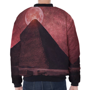 Bloody Moon Pyramid Print Zip Sleeve Bomber Jacket